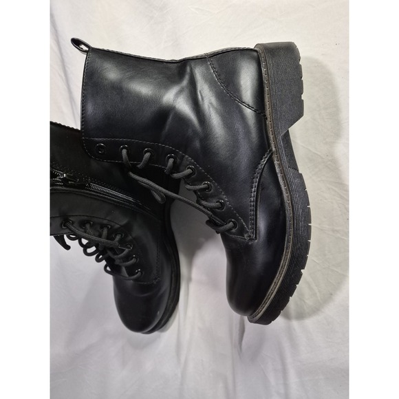 Black Combat Lug Boots Women's Size US 8.5 Military Style With Memory Foam - Picture 5 of 11